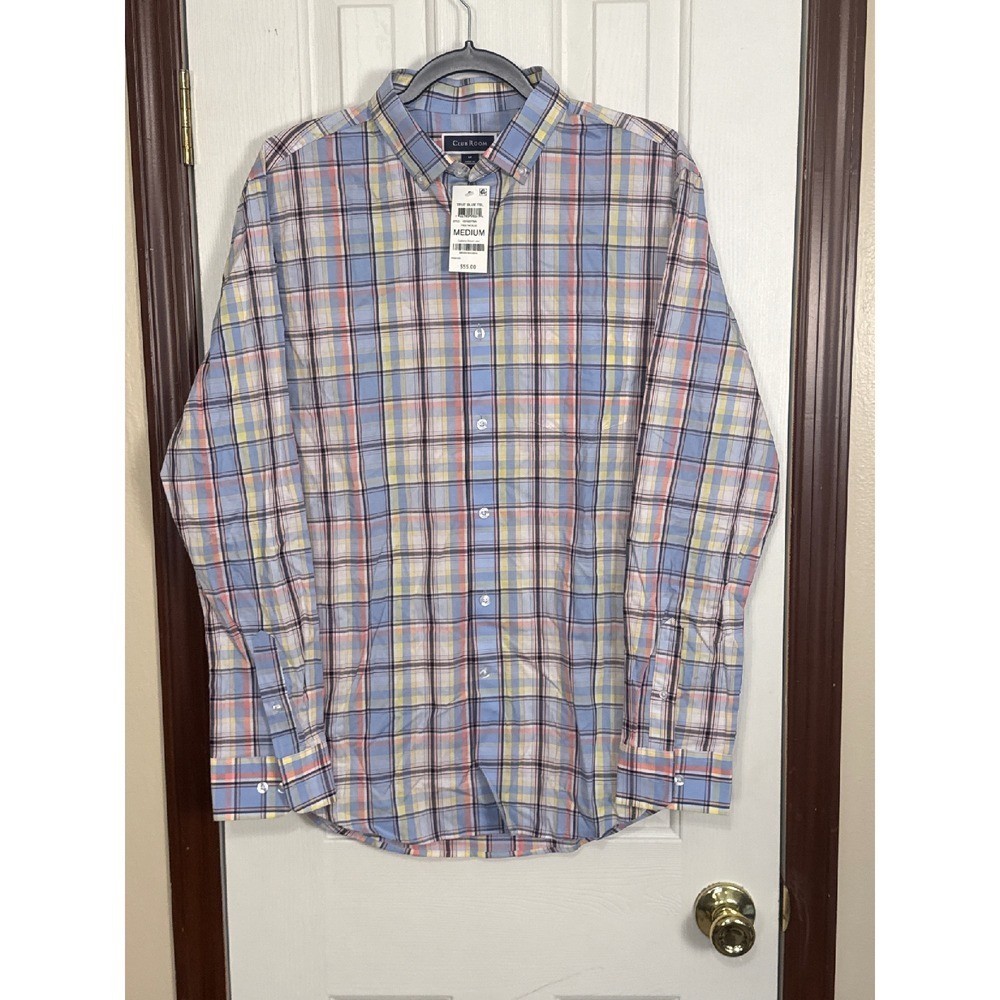 Club Room Plaid Button Down Shirt Long Sleeve Casual Dress Shirt‎ Medium